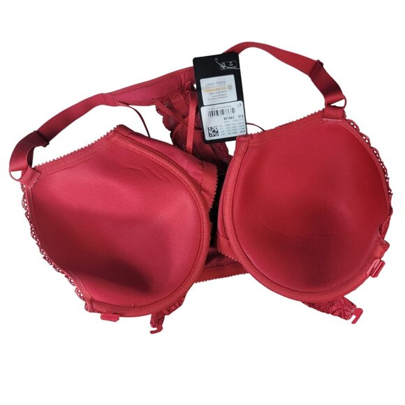 Ulla Popken Lace Underwired Bra Red 46C Soft Shell Front Closure Adj Strap NWT - Picture 8 of 12